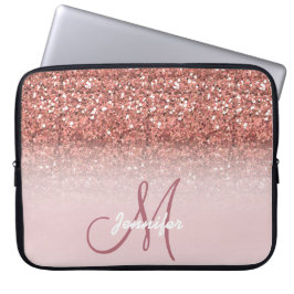Personalisiert Girly Rose Gold Glitzer Glitzern Na Laptopschutzhülle