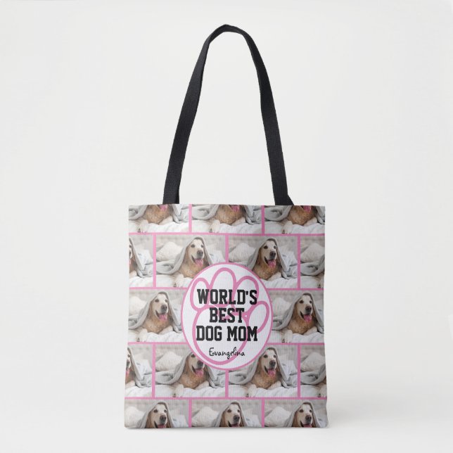 Personalisiert Girly Worlds Best Dog Mama Foto Tasche (Vorderseite)