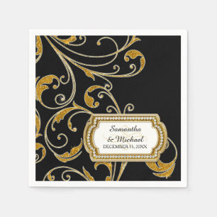 Personalisiert Glam Old Hollywood Regency Black Kr Serviette