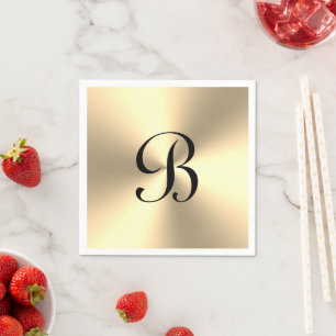 Personalisiert glänzendes metallisches Monogramm Serviette