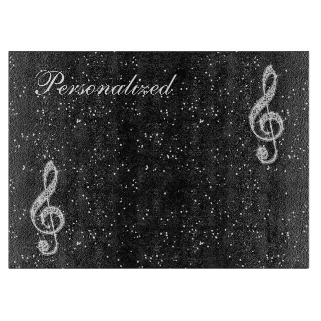 Personalisiert Glitzy Funkelnd Diamond Musiknote Schneidebrett (Vorderseite)