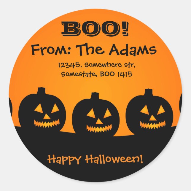 Personalisiert/glücklich Halloween/Pumpkins Adress Runder Aufkleber (Vorderseite)