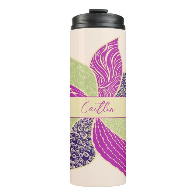 Personalisiert glückliche Blume Thermal Tumbler Thermosbecher (Vorderseite)