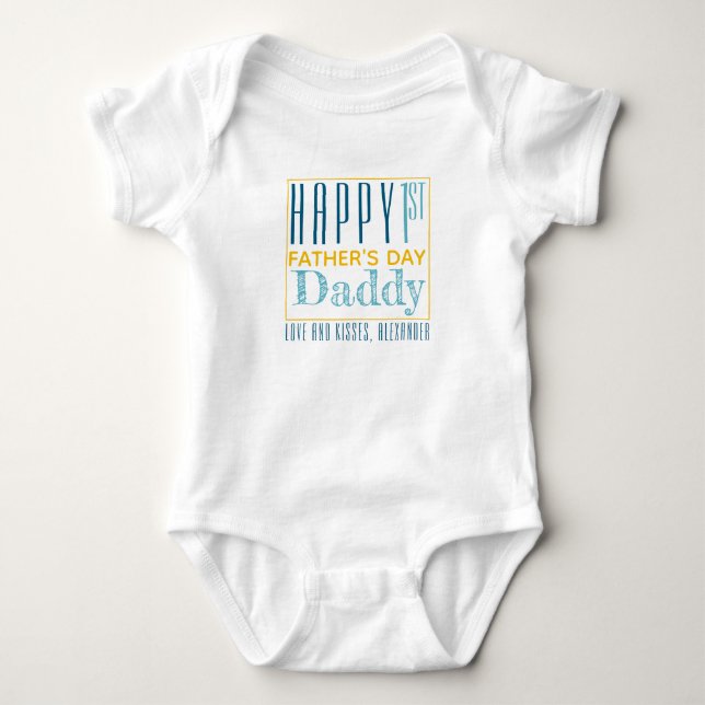 Personalisiert glücklicher Erster Vatertag Baby Strampler (Vorderseite)
