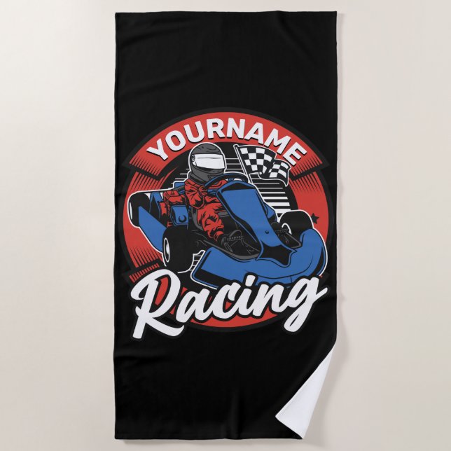Personalisiert Go Kart Extreme Racing Karting Race Strandtuch (Vorderseite)