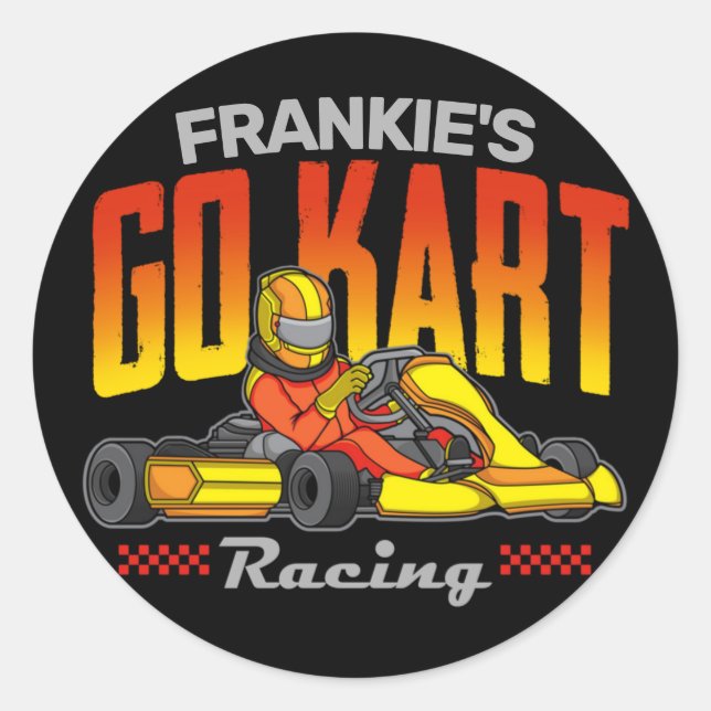 Personalisiert Go Kart Racing Motorsport Karting Runder Aufkleber (Vorderseite)