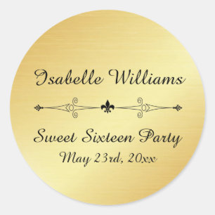 Personalisiert Gold 16 . Geburtstag Party Sticker