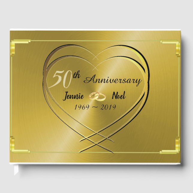 Personalisiert Gold 50. Hochzeitstag Gästebuch (Vorderseite)
