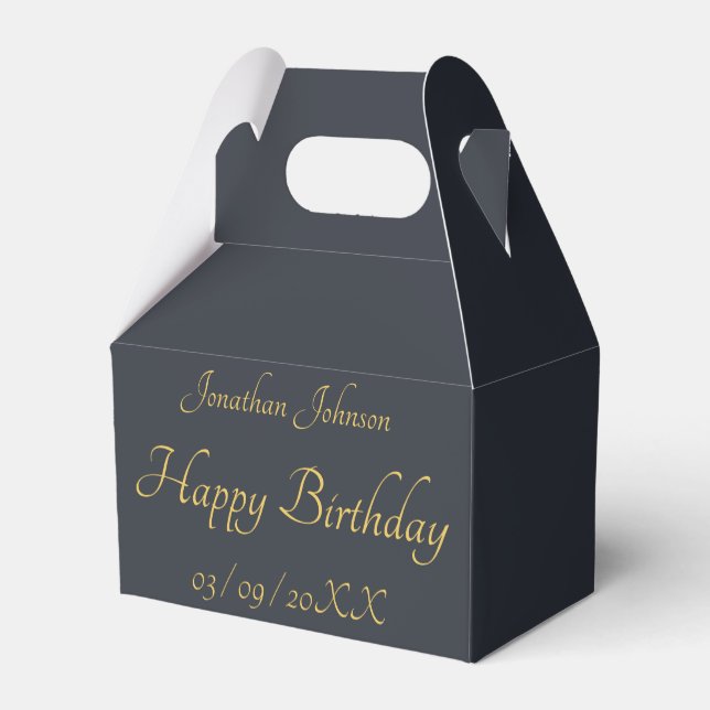 Personalisiert Gold Birthday Black Fevor Box Geschenkschachtel (Rückseite)
