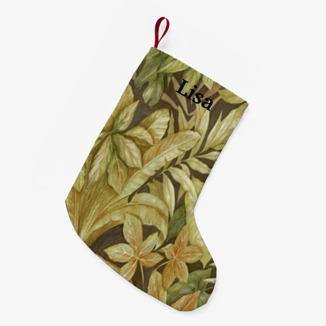 Personalisiert Gold Blätter Weihnachts-Strumpf Kleiner Weihnachtsstrumpf (Vorderansicht (hängend))