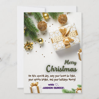 PERSONALISIERT GOLD BLUSH CHRISTAMS TREE GREETING DANKESKARTE