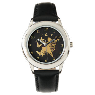 Personalisiert Gold Butterfly Fairy Armbanduhr