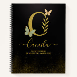 Personalisiert-Gold-C-Notebook - Blumenmonogramm Notizbuch