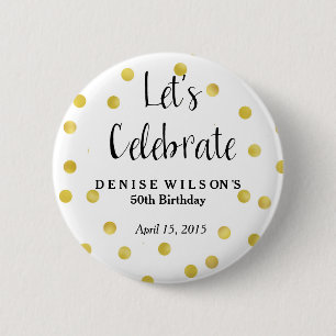 Personalisiert Gold Confetti Celebration Gevor Button