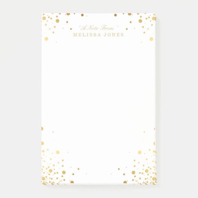 Personalisiert Gold Confetti Dots Post-it Klebezettel (Vorderseite)