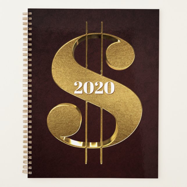 Personalisiert-Gold-Dollarzeichen Planer (Vorderseite)