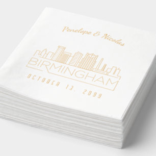 Personalisiert Gold Foil Birmingham Wedding Napkin Servietten Mit Folie