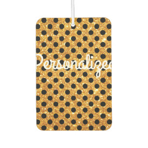 Personalisiert Gold Glitzer Black Polka Dots Autolufterfrischer