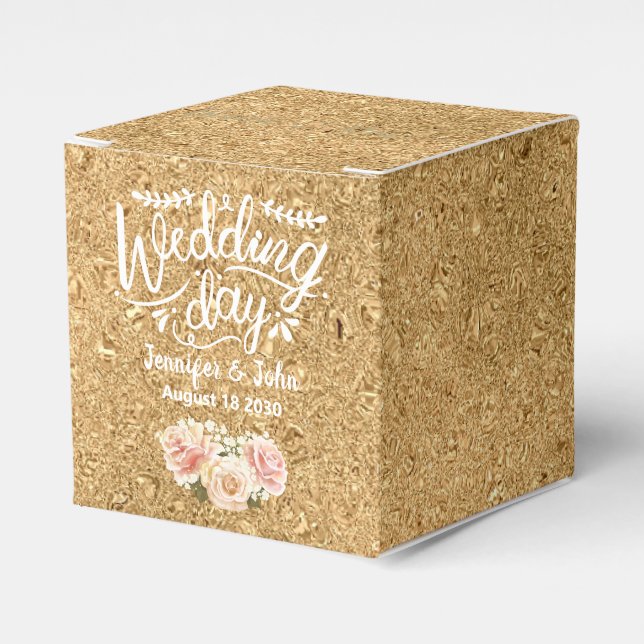 Personalisiert Gold Glitzer Rosa Blumenzehen Geschenkschachtel (Vorderseite)