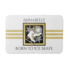 Personalisiert Gold Glitzer Schwarz-weiß Ice Skate Badematte