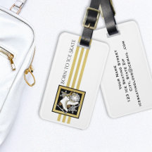 Personalisiert Gold Glitzer Schwarz-weiß Ice Skate