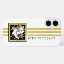 Personalisiert Gold Glitzer Schwarz-weiß Ice Skate