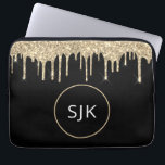 Personalisiert-Gold-Glitzer-Sparkon-Monogramm Laptopschutzhülle<br><div class="desc">Personalisierte Gold und Black Imitats Glitzer und Sparkle Elegant Mit Monogramm Initials Case. Dieser Fall kann so angepasst werden,  dass er Ihren Anfangs- und Vornamen enthält.</div>
