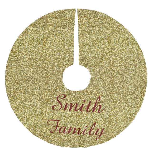 Personalisiert Gold Glitzer Weihnachtsrock Polyester Weihnachtsbaumdecke (Vorderseite)