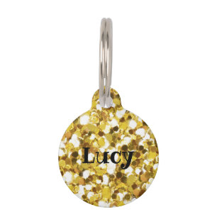 Personalisiert Gold Imitats Glitzer Sparkle Paw Do Haustiermarke