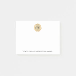 Personalisiert Gold Medallion Monogram Beruflich Post-it Klebezettel