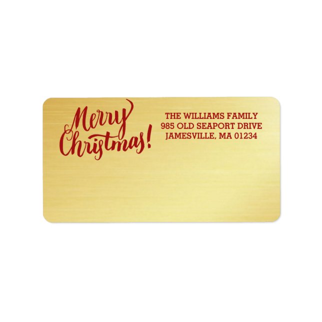 Personalisiert Gold Merry Christmas Mailing Label Adressaufkleber (Vorne)