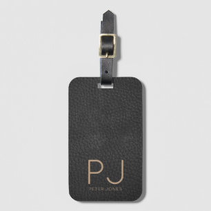 Personalisiert Gold Monogram Einfache schwarze Led Gepäckanhänger