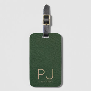 Personalisiert Gold Monogram Einfaches Grünes Leat Gepäckanhänger