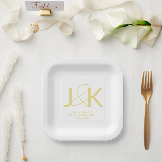 Personalisiert Gold Monogram Wedding Paper Teller (Hochzeit)