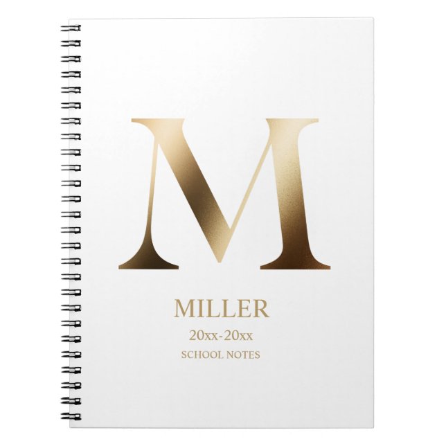 Personalisiert Gold Monogramm | Weiß Notizblock (Vorderseite)