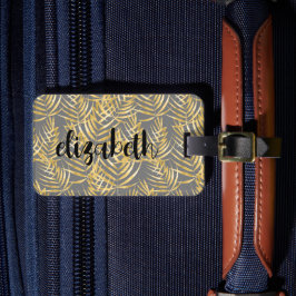 Personalisiert Gold Palm Chic Gepäckanhänger