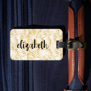 Personalisiert Gold Palm Chic Gepäckanhänger