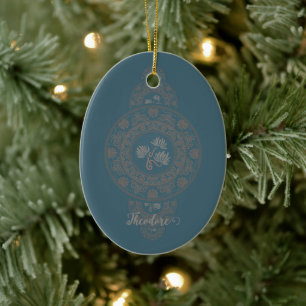 Personalisiert Gold Rokoko Lotus Ornamental Mandal Keramik Ornament