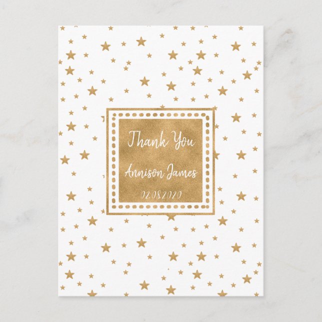 Personalisiert Gold Star Glitzer Sparkle Vielen Da Postkarte (Vorderseite)