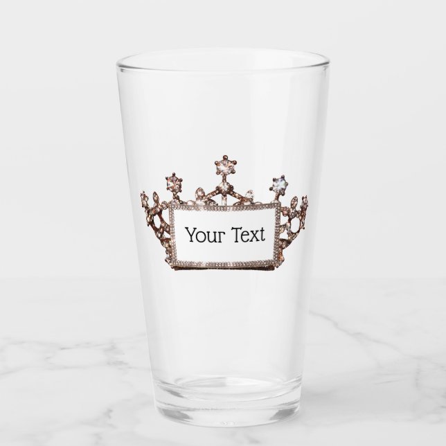Personalisiert "Gold Tiara" Glas (Vorderseite)
