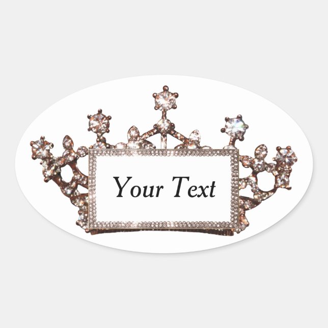 Personalisiert "Gold Tiara" Ovaler Aufkleber (Vorderseite)