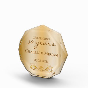 Personalisiert Golden 50th Wedding Anniversary Gif Fotoblock