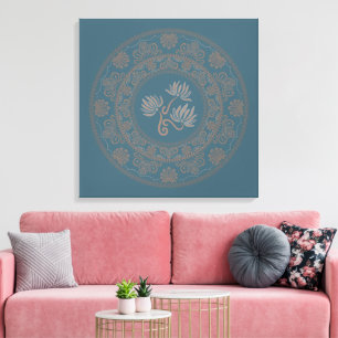 Personalisiert Golden Aquamarin Rokoko Lotus Dot M Leinwanddruck