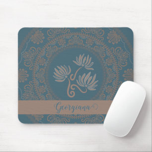 Personalisiert Golden Aquamarin Rokoko Lotus Dot M Mousepad