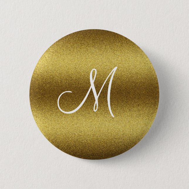 Personalisiert Golden Glitzer Monogram Button (Vorderseite)