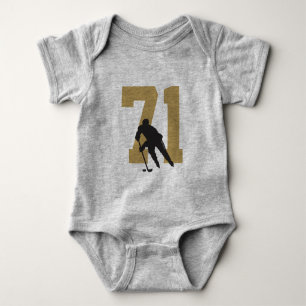 Personalisiert Golden Hockey Player Number Jersey Baby Strampler