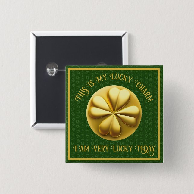 Personalisiert Golden Kleeblatt St. Patrick's Day Button (Vorne & Hinten)
