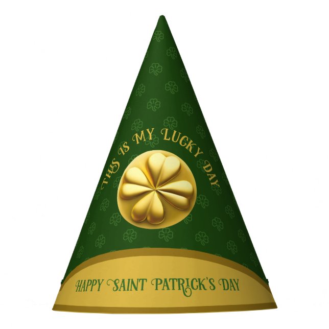 Personalisiert Golden Kleeblatt St. Patrick's Day Partyhütchen (Vorderseite)