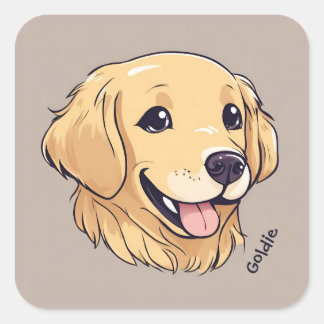 Personalisiert Golden Retriever Dog Quadratischer Aufkleber
