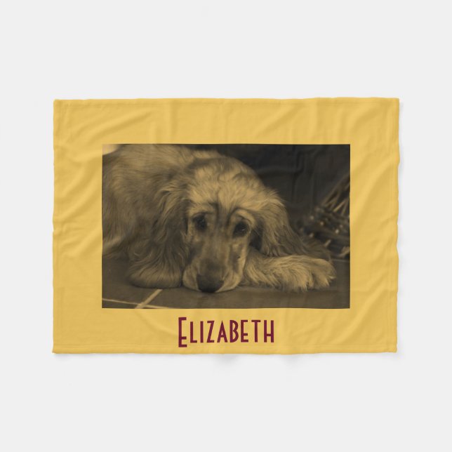 Personalisiert Golden Retriever Fleecedecke (Vorderseite (Horizontal))